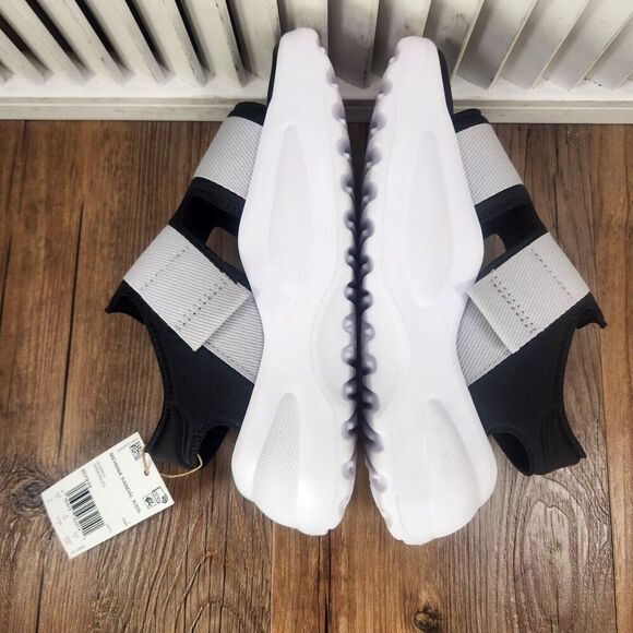 Adidas Mehana Sandals Kid Sz 1 Gray Black White Comfort Adjustable Slides ID7910 - Picture 6 of 11